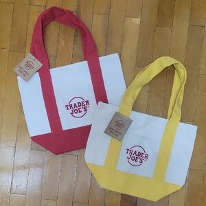 Trader Joe's Mini Canvas Totes Set of 2 (Red & Yellow)